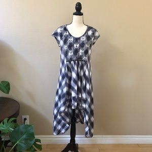 Free people embroidery plaid high and low dress